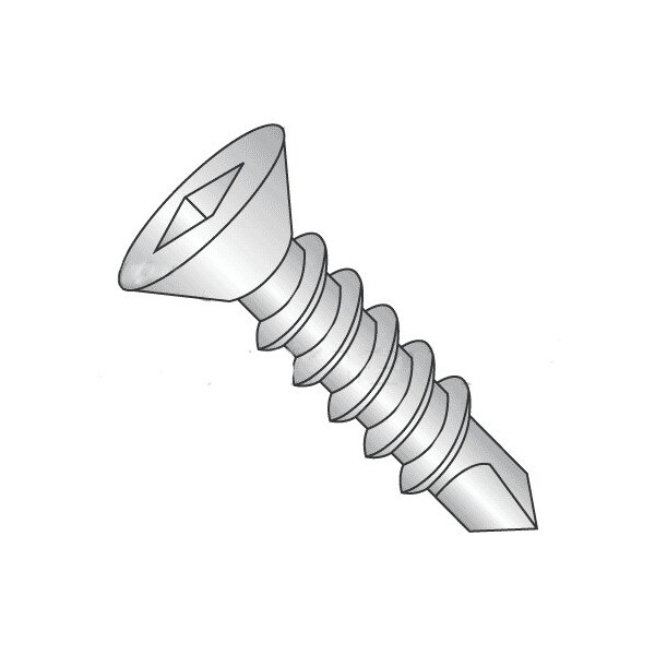 Newport Fasteners Self-Drilling Screw, #6 x 3/4 in, Plain 410 Stainless Steel Flat Head Square Drive, 1000 PK 936366-1000 - main